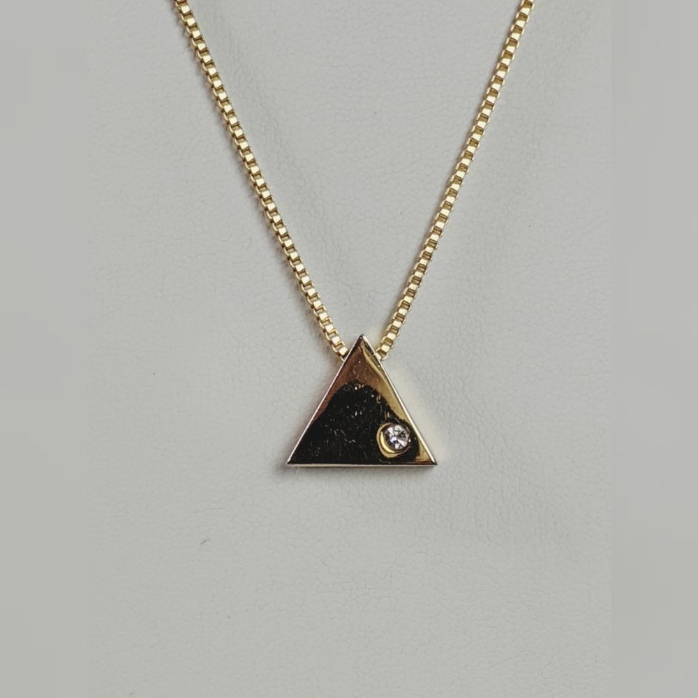 🌜 3 for 25🌛 Gold Tone Triangle CZ Stone Necklace